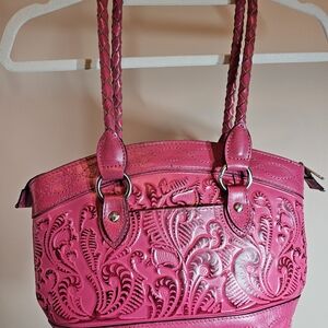 Patricia Nash Zorita Vibrant Pink Embossed Shoulder Bag